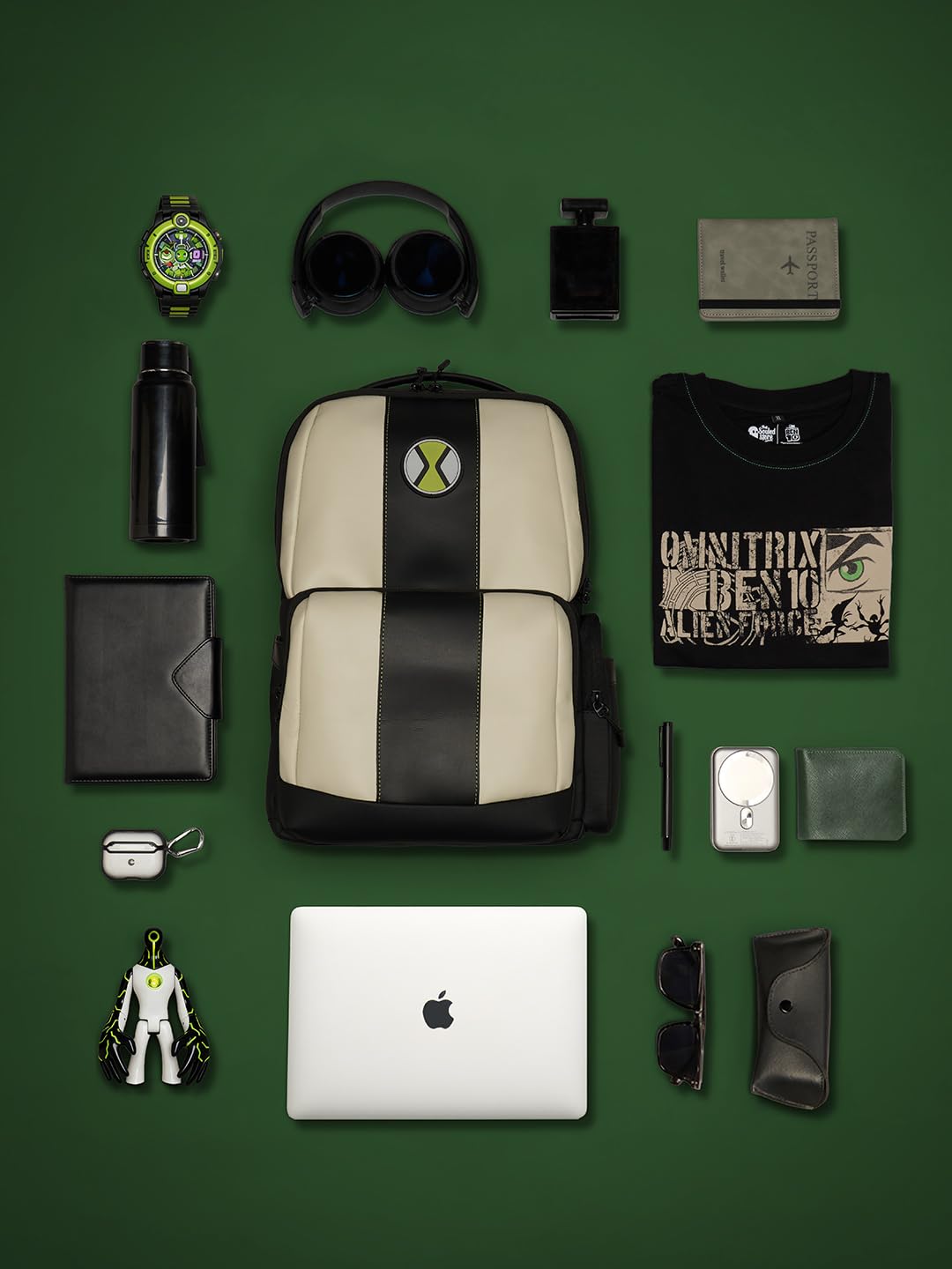 The Souled Store Ben 10: Omnitrix Backpacks | Official Cartoon Network Merchandise | Premium Water-Resistant Laptop Bag with Iconic Graphic | Durable Urban Travel Rucksack for Men & Women