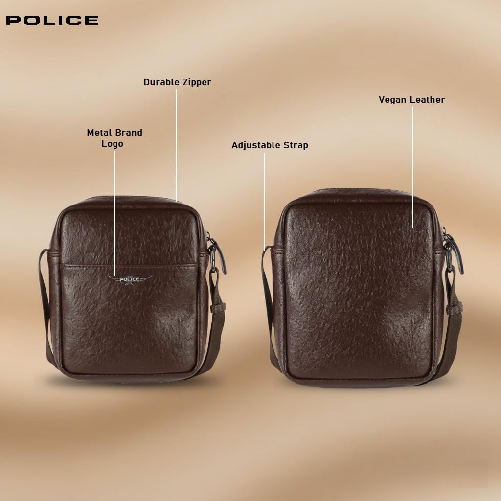 Police Men's Brown Color Cross Body Bag Made in PU
