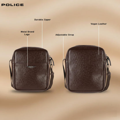 Police Men's Brown Color Cross Body Bag Made in PU