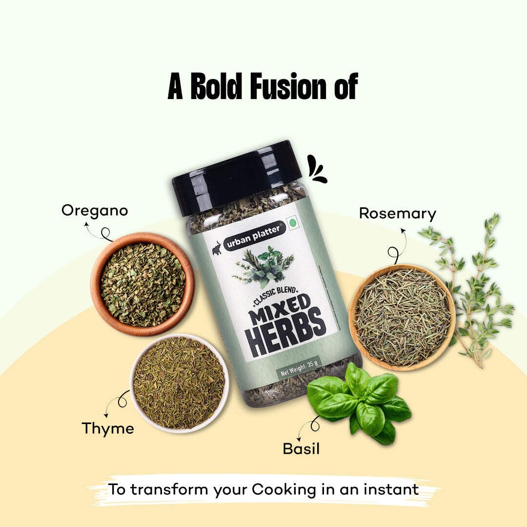 Urban Platter Mixed Herbs Shaker Jar, 35g / 1.2oz [Seasoning Mix of Oregano, Rosemary, Basil, Thyme]