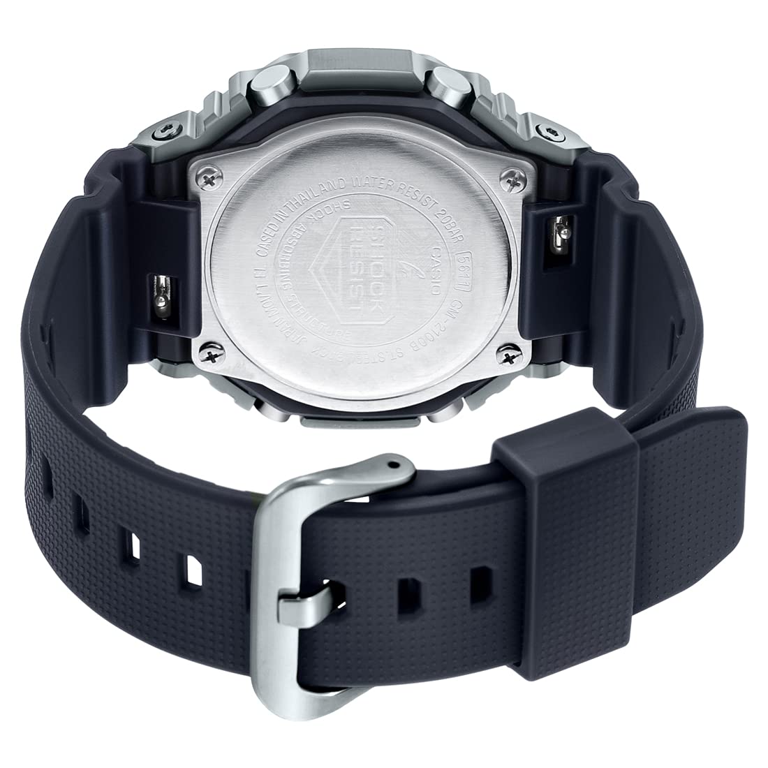 Casio G-Shock GM-2100-1ADR Silver Analog-Digital Dial Black Resin Strap Men's Watch Shock and 200M Water Resistant G1159