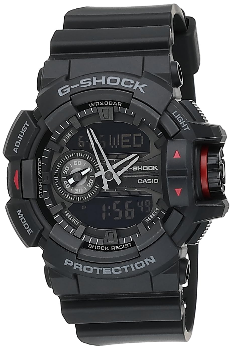 Casio G-Shock GA-400-1BHDR Black & Red Analog-Digital Dial Black Resin Strap Men's Watch Shock and 200M Water Resistant G566