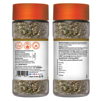 Keya Pasta Seasoning | All Natural & Healthy Spice Blend for Pizza, Pasta & More | Glass Bottle | Premium Herbs and Spices | Contains Freeze dried herbs| Export Quality | No Preservatives | The rich aroma that lasts | 45g