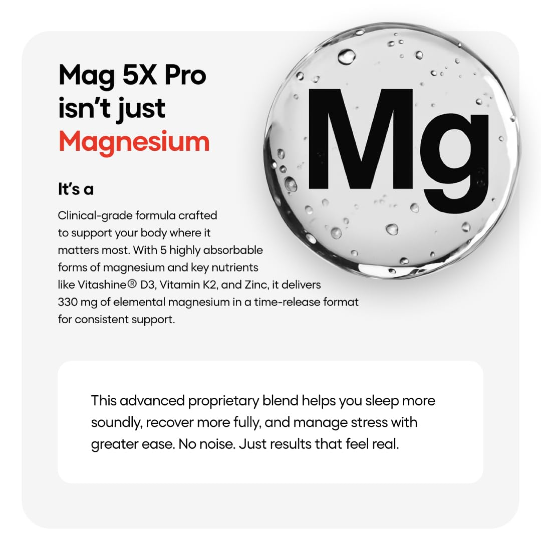 YourHappyLife Magnesium 5X Pro - 60 Capsules | Advanced Time-Release Magnesium Supplement with 5 Forms of Magnesium with Vitamin D3, K2 & Zinc for Sleep, Recovery & Stress Relief Pack of 1