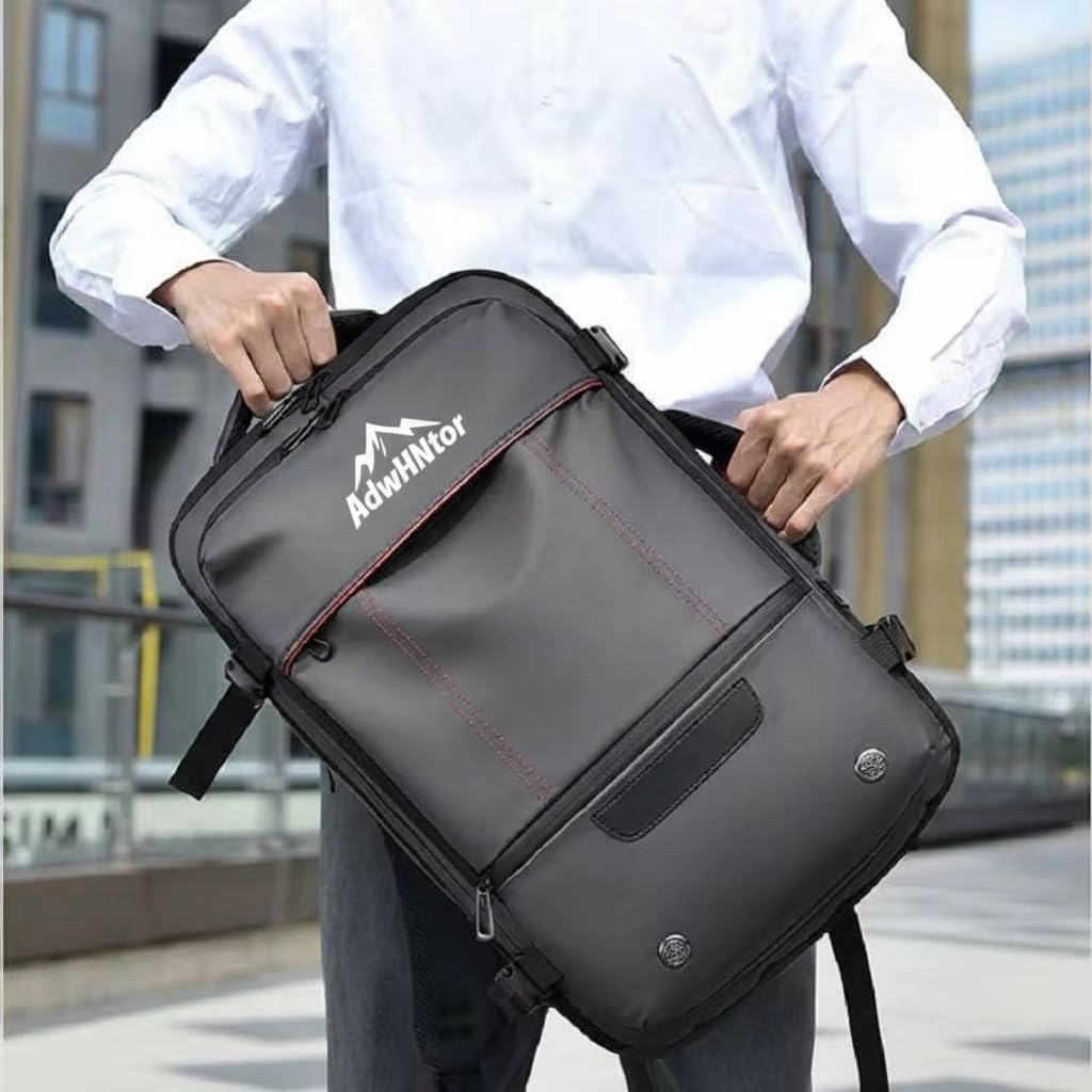 AdwHNtor|50L Expandable Vacuum Compression Travel Backpack|Carry-On Luggage|Waterproof Business Bag| Multifunctional 15.6’’ laptop Compartment|Daily & Adventure (Grey)