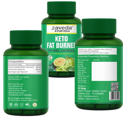 ZAVEDA Keto Fat Burner Extreme Fit wel 60 Capsules, 1000mg Serve, Weight Loss Supplement with Garcinia Cambogia and Other Herbs. Metabolism Booster, Fat Burner for Men & Women