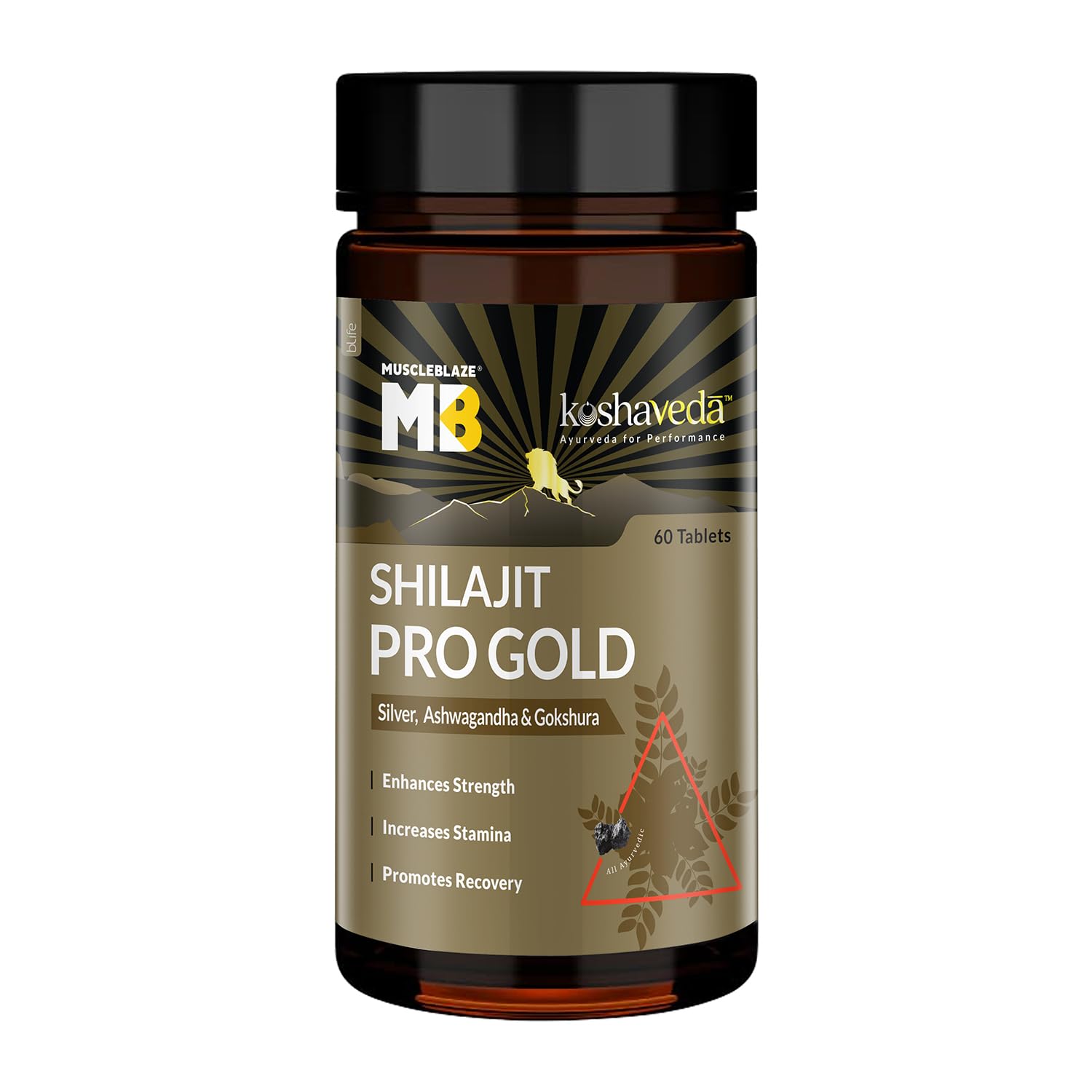 Koshaveda Shilajit Pro Gold by MuscleBlaze (60 Tablets) | Fortified with 24 Cara