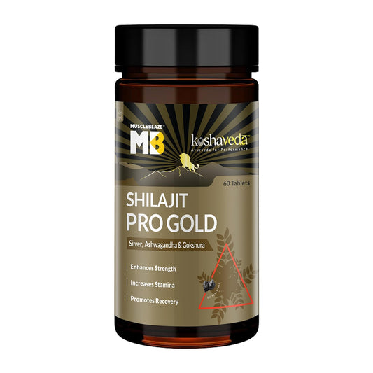 Koshaveda Shilajit Pro Gold by MuscleBlaze (60 Tablets) | Fortified with 24 Cara