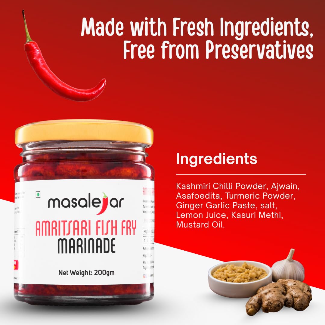 Masalejar Amritsari Fish Fry Marinade 200g, Ready to Cook Spice Mix for Fish Masala, Fish Curry Masala, Chicken Masala, Mutton Masala, Tandoori Masala & Chicken Marinade