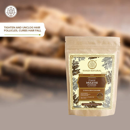 Khadi Natural Mulethi Organic Powder Pack | Herbal Skin & Hair Care Remedy | Natural & Pure Mulethi Powder- Pack of 2 (100 g x 2) (200 g)