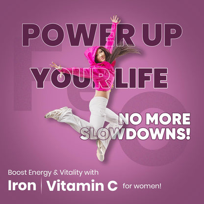 CUREFOREVER Iron Tablets for Women with Vitamin C – High Absorption Chelated Iron Supplement for Hemoglobin, Anemia, Energy & Fatigue Support – 60 Veg Tablets