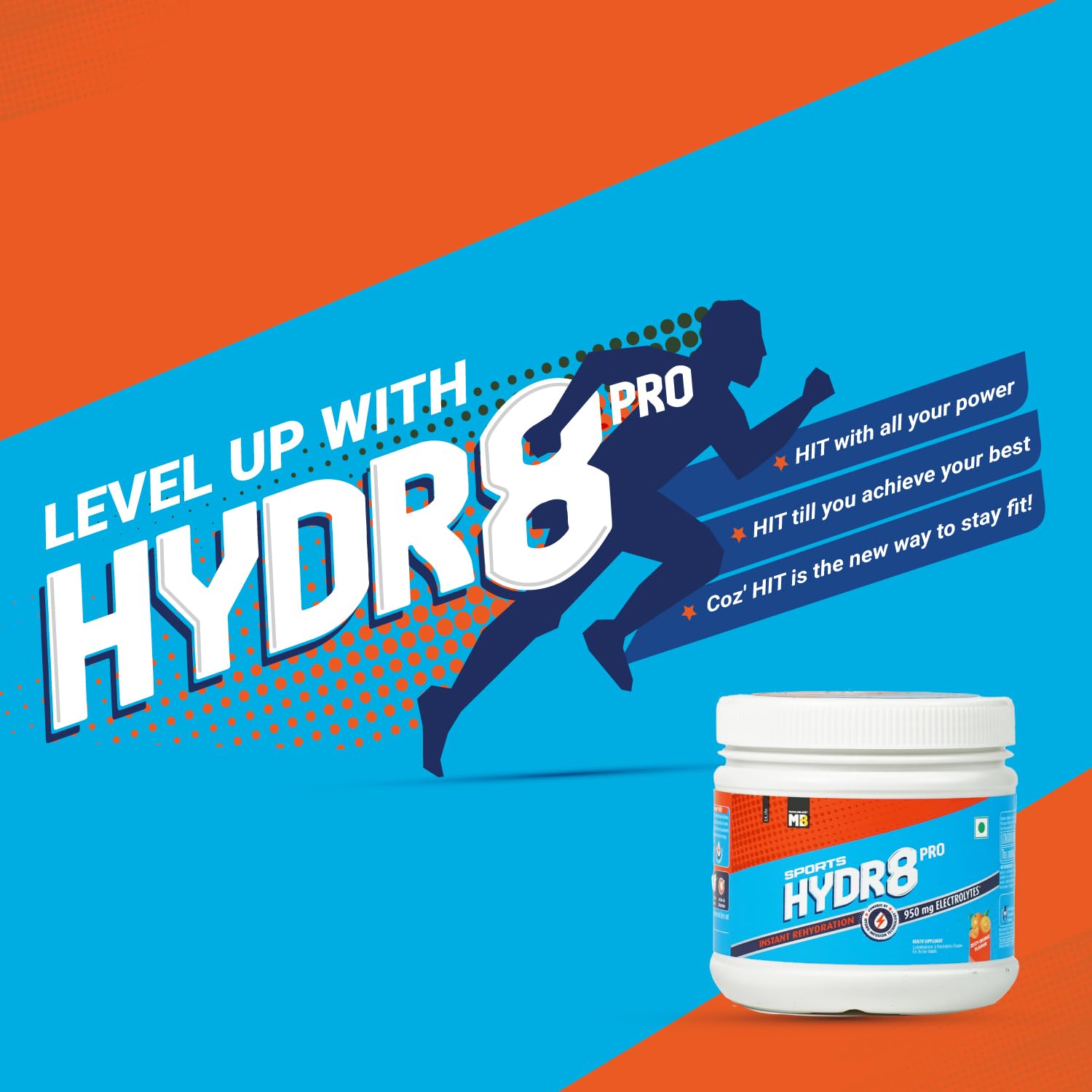 MuscleBlaze Sports Hydr8 PRO (Zesty Orange, 300g, 30 Servings)|950mg El- image 8
