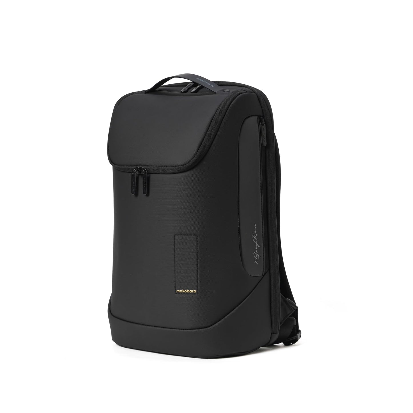 MOKOBARA Transit Backpack | Fits Laptop Up To 16 Inch, 30L Capacity, Water-Resistant Polyester, Vegan Leather Trims | Money Moves, Black