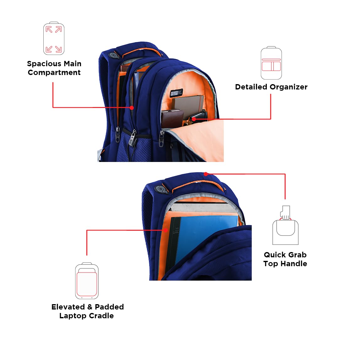 HARISSONS Verge 15.6 Inch Laptop Backpack for Men & Women (Blue) | 36Lt- image 5