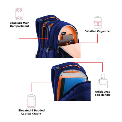 HARISSONS Verge 15.6 Inch Laptop Backpack for Men & Women (Blue) | 36Lt- image 5