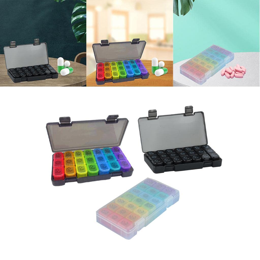 LOOM TREE® Weekly Pill Organizer Large Travel Medicine For Supplements Black | Health Care | Pill Boxes, Pill Cases