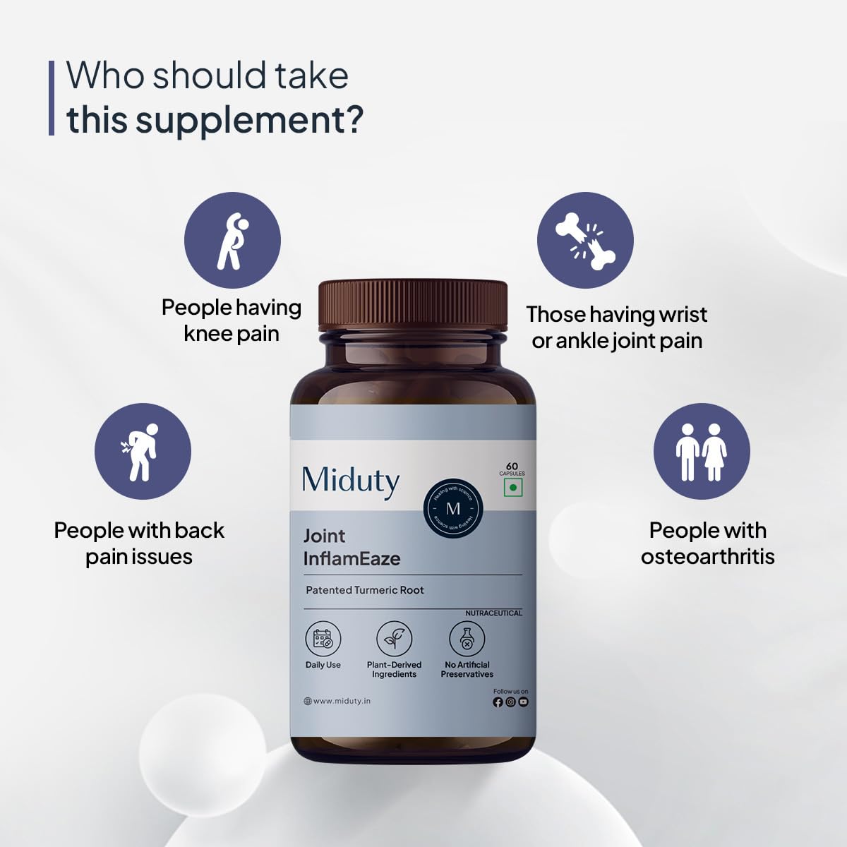 Miduty Joint InflamEaze – Boswellin, Curcumin C3 Complex, Ginger Extrac- image 5