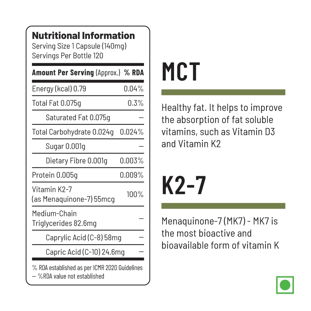 Unived Vitamin K2-7 (MenaquinGold) 55mcg, Plant-Based Vitamin MK-7, For Optimal Calcium Absorption, Heart & Bone Health