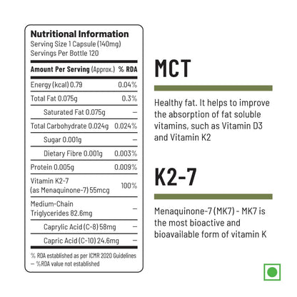 Unived Vitamin K2-7 (MenaquinGold) 55mcg, Plant-Based Vitamin MK-7, For Optimal Calcium Absorption, Heart & Bone Health