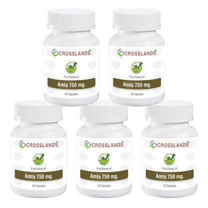 CROSSLANDS Amla Extract Capsules 750mg – Natural Source of Vitamin C, 60 Capsules