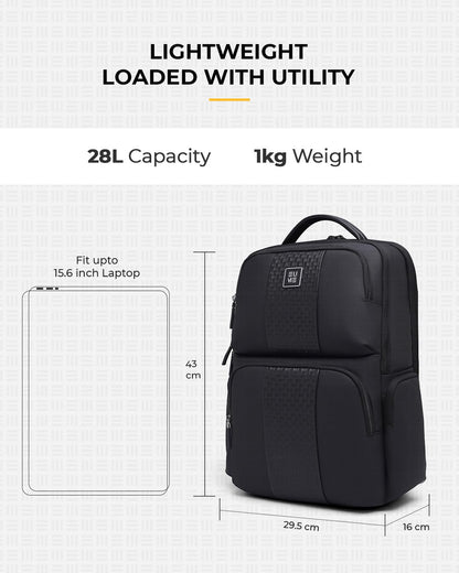 EUME Premium 15.6 in Laptop bags for Men & Women Office Use | Stylish Backpack Bag | Spacious Backpack for Travelling | 28L Polaris Charcoal Black