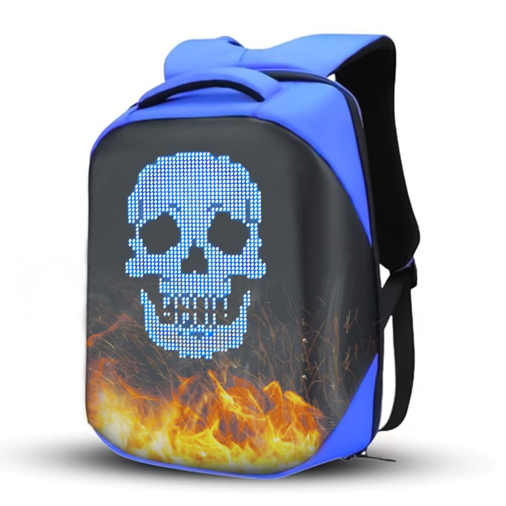 SAGEWARE Unisex LED Backpack – Custom Pixel Display Bag for Laptop, School & Fashion (20 L) Blue