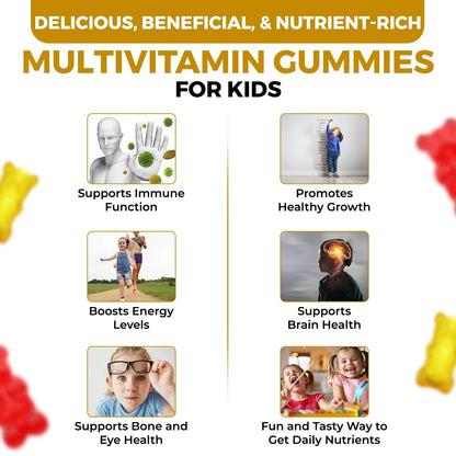 The Body Reserve's Super Kids Multivitamin Gummies Daily Essential Vitamins B C D E B12 & Zinc for Kids Growth, Development, Strong Bones, Teeth & Immunity Lemon and Strawberry Flavoured 30 Gummies