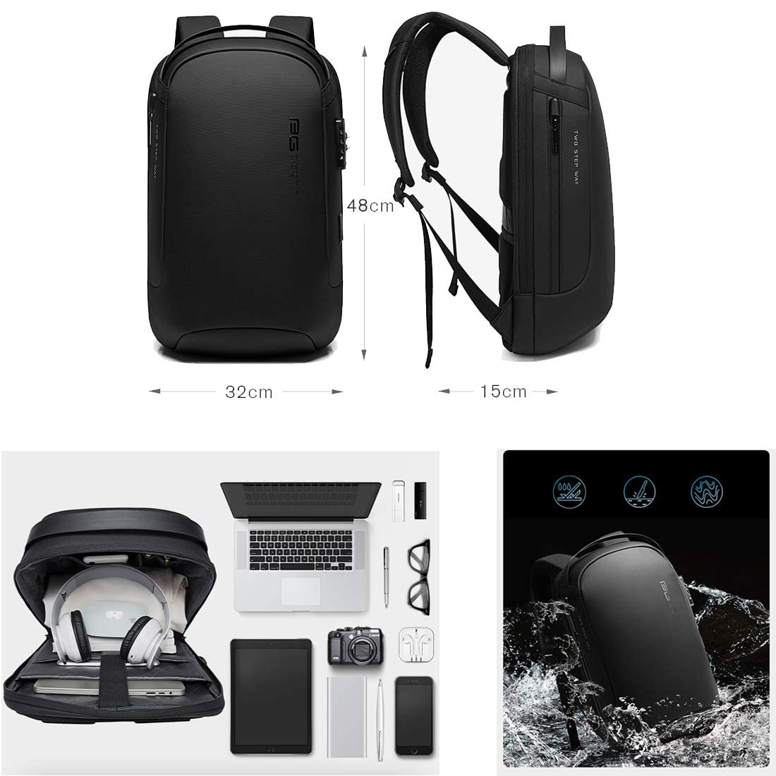 Red Lemon Bange Swiss Alpine sami Water-Resistant Anti-Theft Unisex Travel Laptop Backpack For Men's And Women's With Usb Charging And Password Number Lock (Black) (Medium Size), 20 Litre