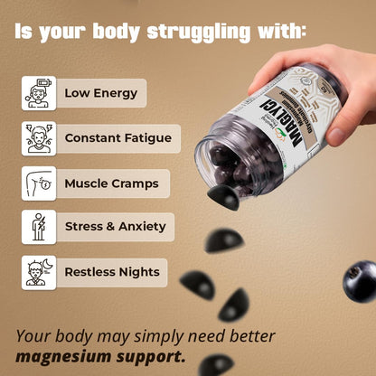 Healing Pharma - Maglyci Magnesium Glycinate Gummies for Better Sleep, Stress Relief and Muscle Relaxation | With Vitamin D3 & B6 | Zero Added Sugar | Magnesium Glycinate Supplement For Men & Women- 60 Gummies Black Currant Flavour