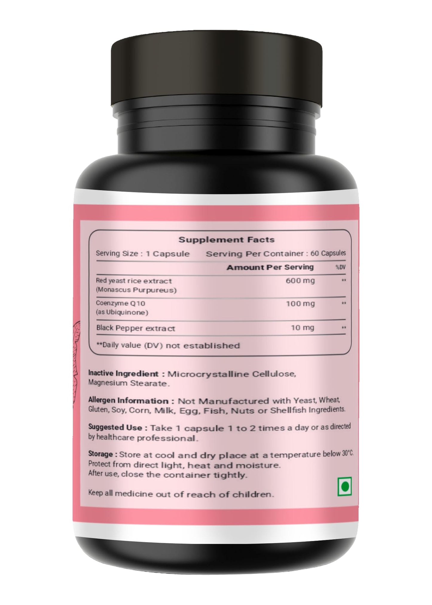 OBSIDIAN NUTRACEUTICALS | Red Yeast Rice 600 mg and Coenzyme Q10 100 mg, 60 Vegetarian Capsules | Heart & Lipid Support Formula |