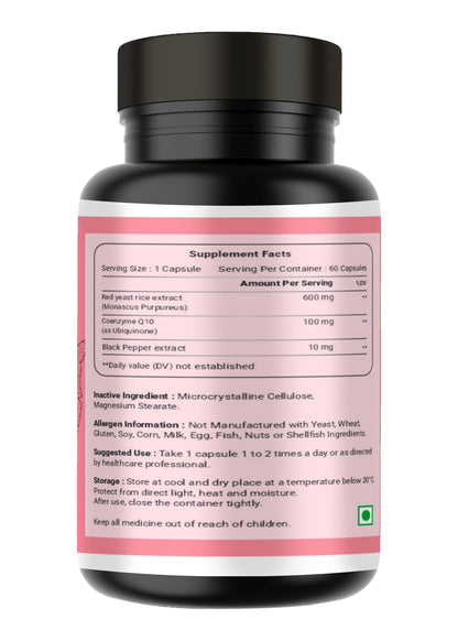 OBSIDIAN NUTRACEUTICALS | Red Yeast Rice 600 mg and Coenzyme Q10 100 mg, 60 Vegetarian Capsules | Heart & Lipid Support Formula |