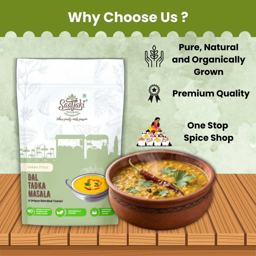 SAATYAKI NATURALS Dal Tadka Masala (50gm) 100% Pure, Freshly Ground Spice for Cooking, Non-GMO, Gluten-Free – Perfect for Curries, Marinades, and Seasoning