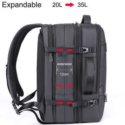 Arctic Hunter Travel Backpack 17.3 inch Laptop Compartment 35L Expandable Design Toiletry Pouch 180° Opening Colthing Pocket 2 in 1 Convertible Bag