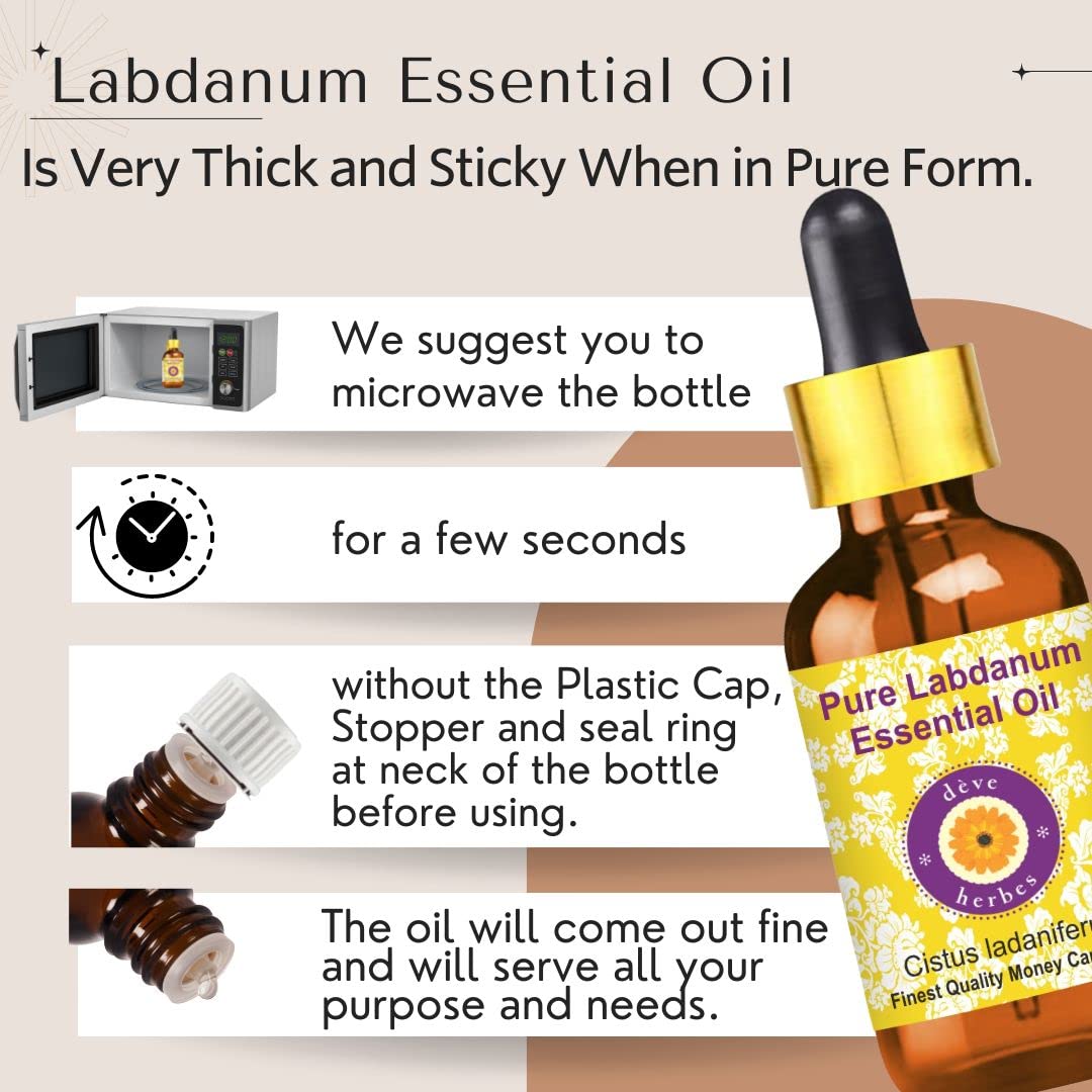 Deve Herbes Pure Labdanum Essential Oil (Cistus ladaniferus) Natural Th- image 2