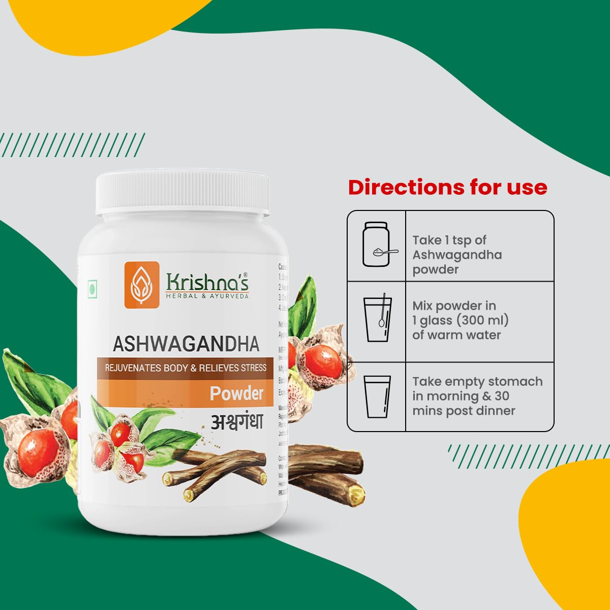 Krishna's Ashwagandha Powder Strength Vitality and Stress Management |- image 7