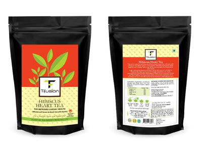 Tifusion Hibiscus Tea with Arjun Bark, Hawthorne Hibiscus Ashwagandha Rooibos Natural Whole Loose leaf Tea for Healthy Heart and Helps in Improving Immune System (50gm)