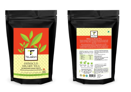 Tifusion Hibiscus Tea with Arjun Bark, Hawthorne Hibiscus Ashwagandha Rooibos Natural Whole Loose leaf Tea for Healthy Heart and Helps in Improving Immune System (50gm)