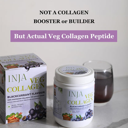 INJA Wellness Veg Collagen Supplement Powder for Women,Men,100% Vegetarian,No Added Sugar,Improves Skin & Hair Health,Reduce Fine Line & Wrinkles,Blackcurrant Flavour,150 grams