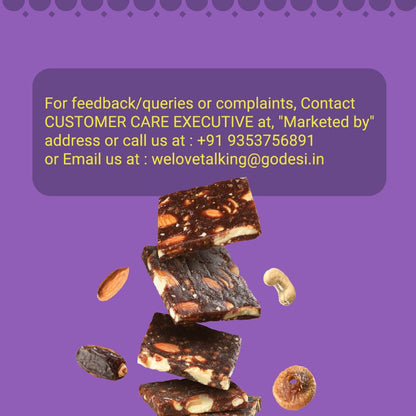 GO DESi Dates Dry Fruit Barfi - Pack of 6 | 93% Dry Fruits | No Added Sugar | Sweets | Burfi