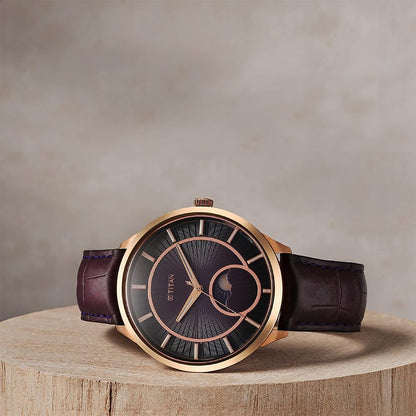 Titan Analog Purple Dial Men's Watch-10028WL01- image 4