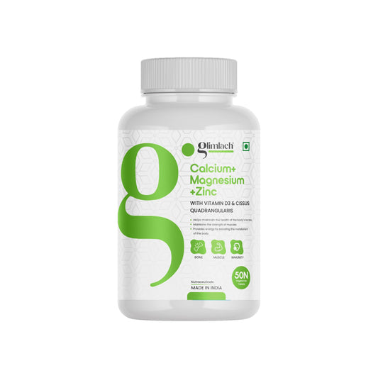 GLIMLACH Calcium Magnesium Zinc with Vitamin D3 | Nutrient Tablets for Men and Women | Combination of Minerals and Vitamin D3 Tablets | Mineral and Vitamin Tablet Pack | 50 Tablets Pack