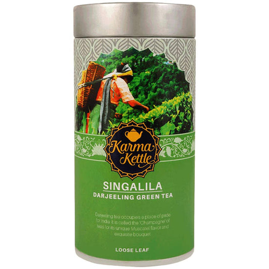Karma Kettle Singalila Darjeeling Green Tea Loose Leaf Tin, 100 gms