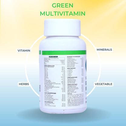 Green Multivitamin Supplement | Plant-Based Vitamins & Minerals with Antioxidant | Sugar-Free Formula | Daily Nutritional Support for Men & Women | Veg Tablets