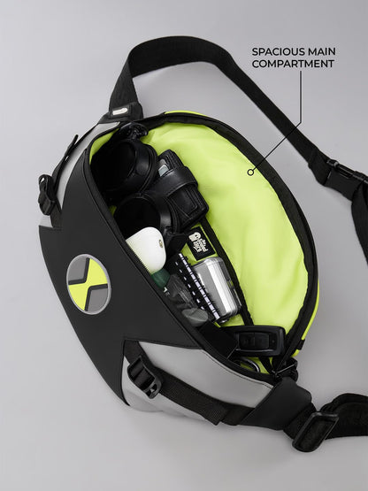 The Souled Store Ben 10: Omni Gear Fanny Pack | Official Cartoon Network Merchandise | Premium Matte PU Sleek Crossbody Waist Bag with Neon Bungee Cord & Adjustable Strap for Men & Women