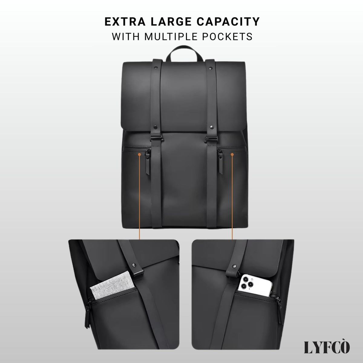 LYFCO Laptop Backpack For Men & Women, 14 Inch, Black