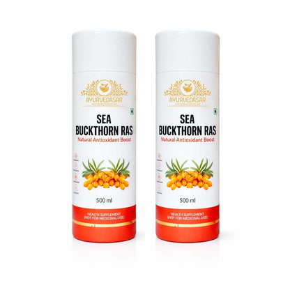 Sea Buckthorn Pulp Concentrate 500ml | Cold-Pressed | Rich in Vitamin C, Omega 3, 6, 7, 9 & Antioxidants | Immunity, Skin Glow & Gut Health Support | Nutritional Supplement for Total Body Care & Wellness (Pack of 2)