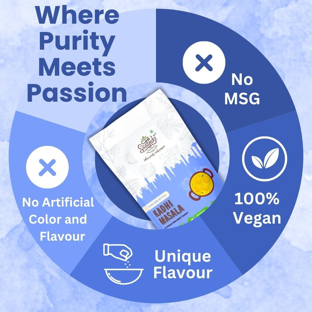 Saatyaki Naturals Punjabi Kadhi Masala - 50gm | Authentic traditional Indian spice blend for Kadhi Pakora, Punjabi curry, homemade gravy & everyday cooking.