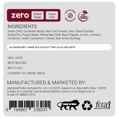 CURRYiT Andhra Mutton Masala Curry Paste 250g | Ready to Cook in 15 mins | Serves 6 | Just add Fresh Chicken, Mutton, Meat, Fish | Made with Ghee | No Preservatives | Eat with Rice | Indian Masala Gravy