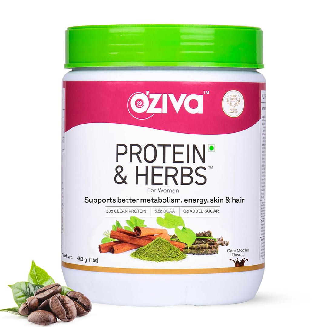 OZiva Protein & Herbs for Women (Cafe Mocha) I Manage Weight, Energy & Metabolis