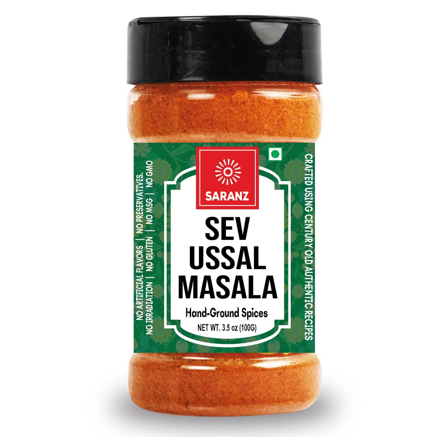 SARANZ Sev Ussal Masala Perfect for Cooking, Ready to Use, No added colours, Spice Powders and Masalas, Premium Artisanal Spices with Rich & Strong Flavour-100 Grams Bottle